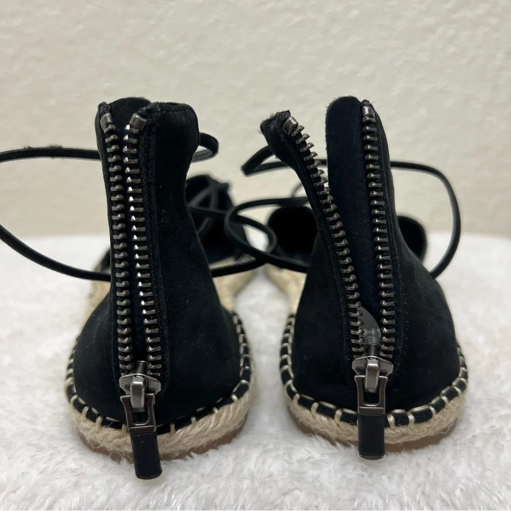 Eileen Fisher Lace Up Strappy Lala Sandal Espadrilles Flats Closed Toe Size 9